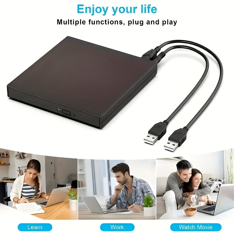 External CD DVD Drive, CD Player, USB 2.0 Slim Portable External CD-RW Drive DVD-RW Burner Writer Player For Laptop Notebook PC Desktop Computer, Valentine'S Day Gifts