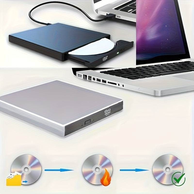 External CD DVD Drive, CD Player, USB 2.0 Slim Portable External CD-RW Drive DVD-RW Burner Writer Player For Laptop Notebook PC Desktop Computer, Valentine'S Day Gifts