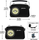 Black AM FM Radio - Small Portable Radios Vintage/Retro with Headphone Jack, Lar